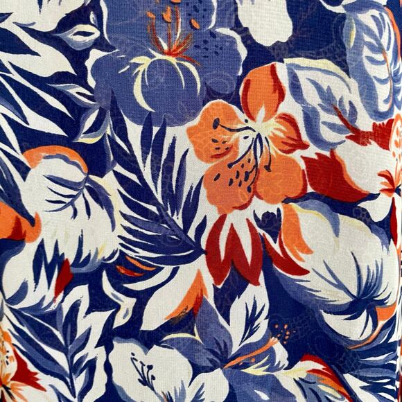 Blue Red Floral Reversible Chiffon Maxi Dress Sleeveless Size 1X Summer Vacation - Picture 9 of 10